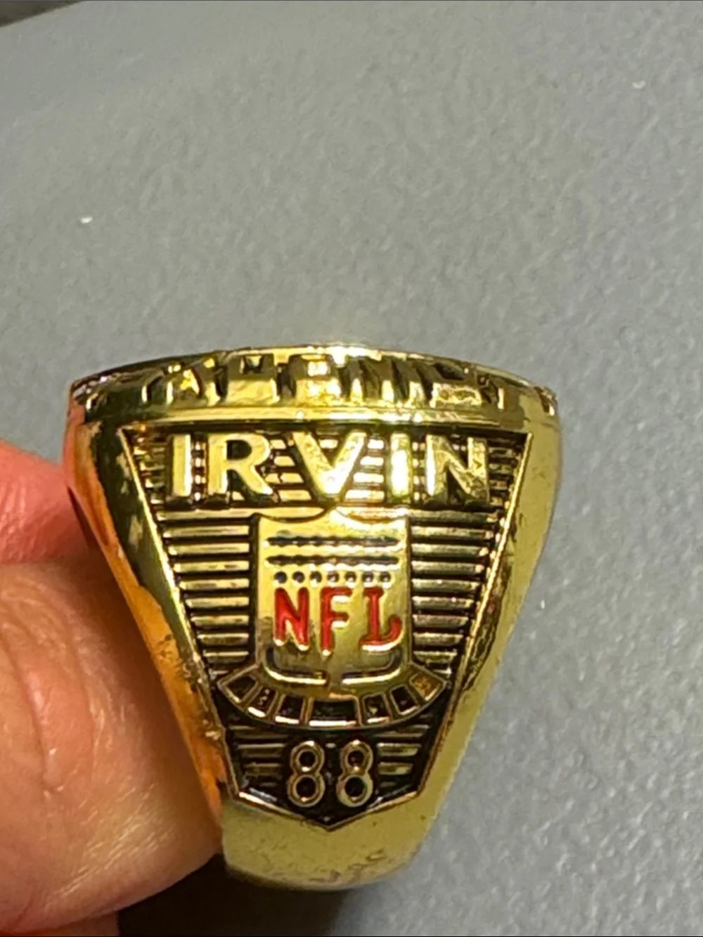 Gold and Navy Men's Championship-Style Ring